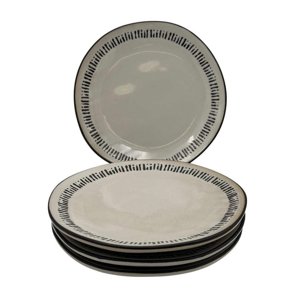 Set of 4 Hearth & Hand with Magnolia Black Sketch Stoneware Dessert Plates 6.5in